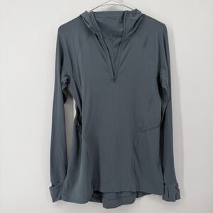 Lululemon Warm Stabilizer Hoodie Half Zip Performance‎ Womens 4 Blue Thumbholes